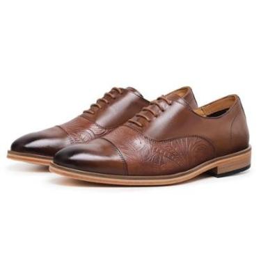 Imagem de Sapato Social Casual Derby Oxford De Amarrar Artesanal Sola Couro Cullen-Masculino
