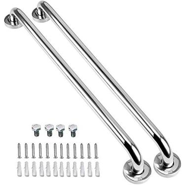 Imagem de Pacote com 2 barras de apoio para chuveiro de 101 cm, alça de aço inoxidável iMomwee SUS304, barra de equilíbrio de chuveiro de banheiro, suporte de trilho de mão de segurança, alça de banho para