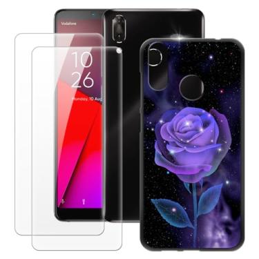Imagem de MILEGOO Capa Vodafone Smart X9 + 2 peças protetoras de tela de vidro temperado, capa ultrafina de silicone TPU macio à prova de choque para Vodafone Smart X9 (14.5 cm) rosa