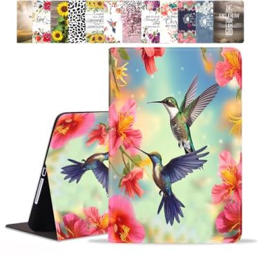 Imagem de POIUYTREW Capa para Samsung Galaxy Tab A9 Plus 11 polegadas 2023 (SM-X210/X216/X218), capa inteligente de couro PU com suporte e hibernação automática, flores de beija-flor