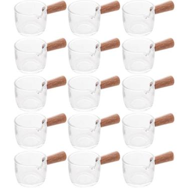Imagem de Kit 15 Molheiras de Vidro para Restaurantes Panquecarias 50ml Cremeiras com Cabo de Bambu