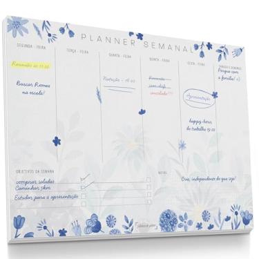Imagem de Planner Agenda Semanal Floral Azul - 50 folhas - tamanho A4