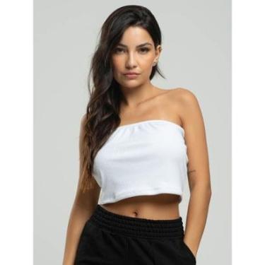 Imagem de Cropped Canelado Tomara Que Caia Moda Casual Feminina-Feminino