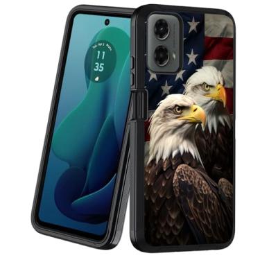 Imagem de BXIKEOPIU Capa para Motorola Moto G 5G 2024 / Moto G Play 5G 2024, capa protetora resistente à prova de choque de 3 camadas à prova de poeira/queda para Moto G 5G 2024 - Bandeira americana Águia