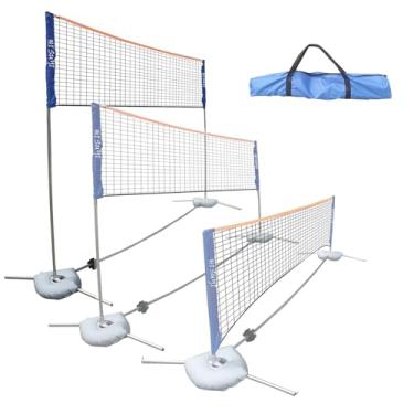 Imagem de Conjunto de rede de tênis de vôlei de badminton ajustável em altura portátil, equipamento esportivo multiuso com suporte e bolsa de transporte para crianças, adultos, exercícios ao ar livre 4,1 m/13