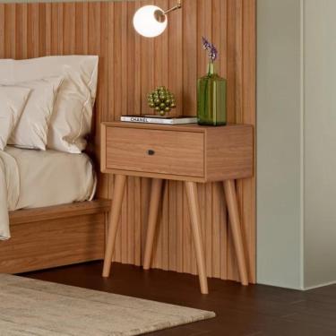 Imagem de Mesa Cabeceira Chanfrada com Gaveta 50x67cm 100% MDF Freijó Dalla Costa