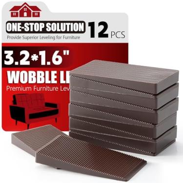Imagem de Kit de nivelador de móveis, 12 peças, variedade de tamanhos | Calço de borracha multiuso para nivelar pés estáveis | Almofada antioscilação para mesa irregular, perna de cômoda, vaso sanitário e mais