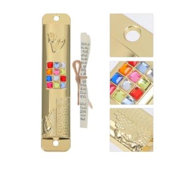 Imagem de Mezuzá Judaico 10 Cm + Pergaminho - De Israel - 12 Tribos dourada