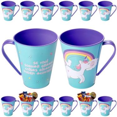 Imagem de Kit com 10 Canecas Unicórnio para Festa infantil e Aniversário 360ml Sacola Surpresa