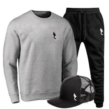 Imagem de Kit Conjunto Moletom + Boné Masculino Dia a Dia Conforto - Polo Blu, P