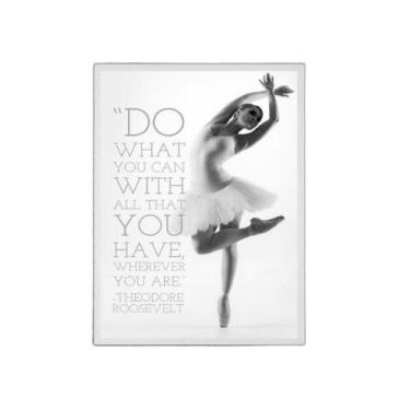 Imagem de Quadro Decorativo Bailarina Frase 45X34Cm Madeira Branca - Quadros On-