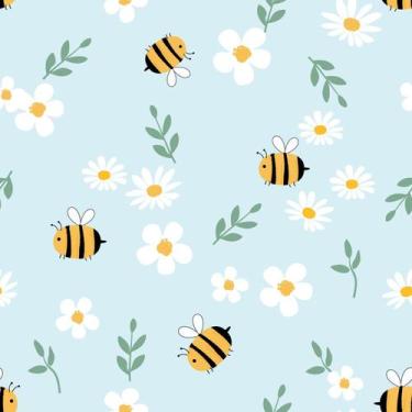 Imagem de Papel de Parede Autoadesivo Vinilico Reforma Margarida Abelha Natureza