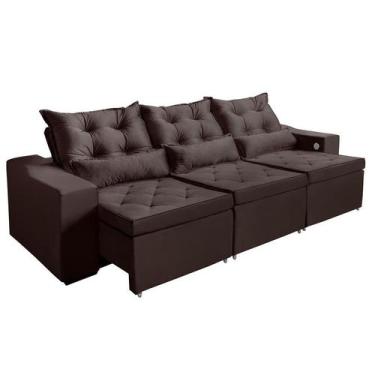 Imagem de Sofá  3 Lugares Opala 2,20 Metros Marrom Retrátil Reclinável Tecnologi