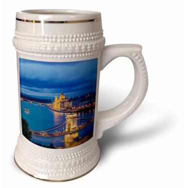 Imagem de 3dRose Hungria, Budapeste, Danúbio Crepúsculo. - Caneca de Stein, 510 g, 640 ml, branca