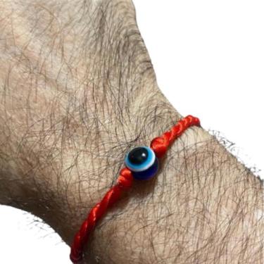 Imagem de Pulseira Vermelha Kabbalah Com Olho Grego Protege Contra o Mal - Vieir