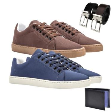 Imagem de Kit 2 Sapatênis Urban Moda Mas + Carteira + Cinto Azul - MT - Rosa Hel