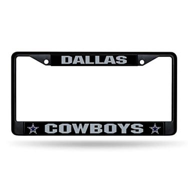 Imagem de Rico Industries NFL Dallas Cowboys Moldura de placa de licença cromada padrão unissex, preta, 15 x 31 cm