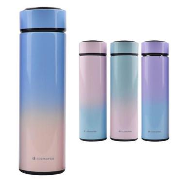 Imagem de Squeeze Térmico Garrafinha Agua Inox Tie Dye 500ml Termopro, Azul