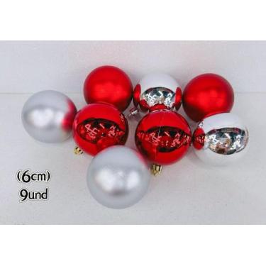 Imagem de Tubo Com 9 Bolas 6CM Decoração Pendentes Enfeite Lindo Brilhante Para 