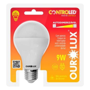 Imagem de Lâmpada LED Ourolux Inteligente Controled Auto-dimerizável 9W e27 2700