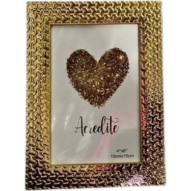 Imagem de Kit 3 Porta Retrato 10x15 Moldura Dourado/Prateado De Mesa Luxe Decora