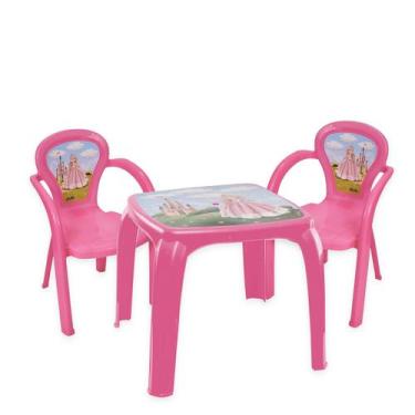 Imagem de Mesa Infantil Com 2 Cadeiras Para Brincar - Usual Utilidades, Princesa