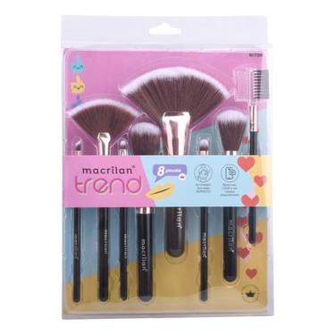 Imagem de Kit 8 Pincel Maquiagem Macrilan Trend P/ Pó Blush E Iluminador MT06