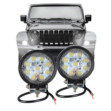 Imagem de Par kit 2 Farol De Milha 9 Leds Off Road Redondo 27w 12v 24v Carro 4x4