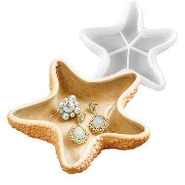 Imagem de Wehous Bandeja de estrela do mar, molde de silicone, suporte de vela, prato de joias, bandeja de resina, expositor, bugigangas, recipiente para armazenamento de concreto, arte criativa, artesanato,