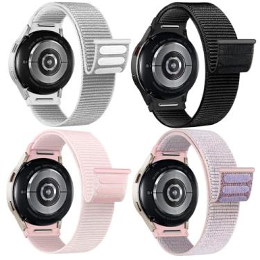 Imagem de Pulseiras de nylon para Samsung Galaxy Watch 7/6/5/4/FE de 40 mm e 44 mm/Watch 6 Classic de 43 mm e 47 mm/Watch 5 Pro de 45 mm/Watch 4 Classic de 42 mm e 46 mm, respirável com um clique sem lacunas