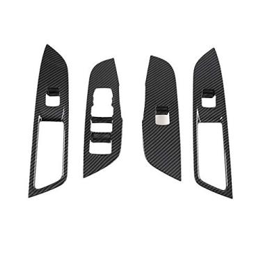 Imagem de Genericss Capa de painel de botão de elevação de janela elétrica para porta interior, acabamento em fibra de carbono, acessórios de carro para Chevrolet Blazer 2020 2021 2022 2023