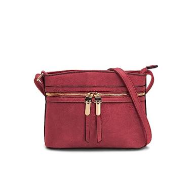 Imagem de LA TERRE Bolsas transversais com bolso com zíper, bolsas transversais médias leves, bolsas femininas de ombro, Vermelho, Small