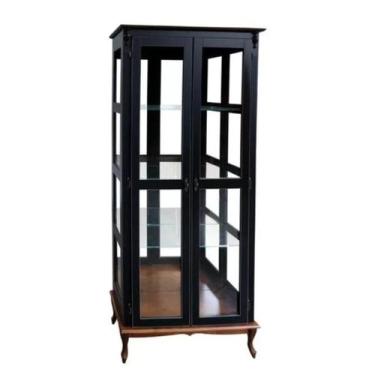 Imagem de Cristaleira 205x100cm 2 Portas + Prateleiras em Vidro, Espelho e Pés L