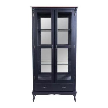 Imagem de Cristaleira 205X80cm 2 Portas + 1 Gaveta - Espelho e Prateleiras Vidro