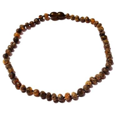 Imagem de Colar de Âmbar Báltico Verde Escuro Não Polido para Bebê - Âmbar Origi