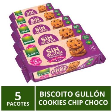 Imagem de Biscoito Gullón Sem Glúten Cookie Chip Choco 5 Pacotes 130g