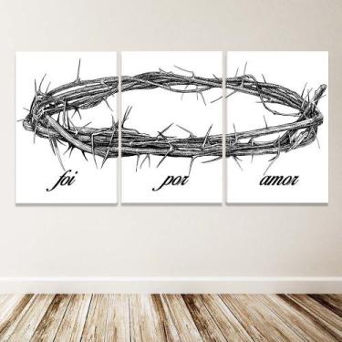 Imagem de Quadro Decorativo Sala 120x60 Cm Foi Por Amor Coroa Espinho  - IQuadro