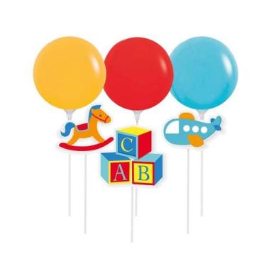 Imagem de Kit Topo De Bolo c/ Balão Festa Fábrica de Brinquedos - Cromus - Rizzo