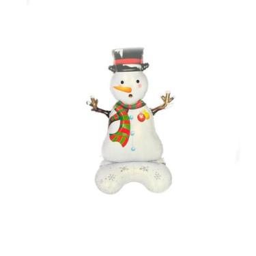 Imagem de Balão de Festa Metalizado 47" 120cm - Boneco de Neve - 1 unidade - Riz