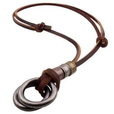 Imagem de Cordão Colar Masculino Material Sintético Anel Aço Ajustável - PENDULA