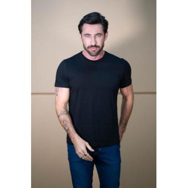 Imagem de T-shirt Masculina Malha Pima              - Hard Denim, Preto, XG