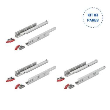 Imagem de Kit 03 Corrediça invisível soft extração total  450mm Häfele - HAFELE