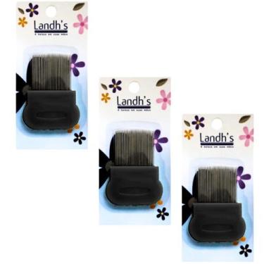 Imagem de Kit 3 Pente Fino Inox De Piolhos e Lêndeas Preto - Landhs