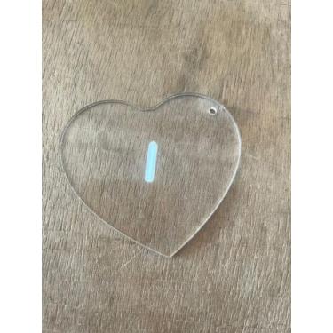 Imagem de Base Coração Acrílico Cristal 3mm Pendurar Artesanato Biscuit 30 Peças