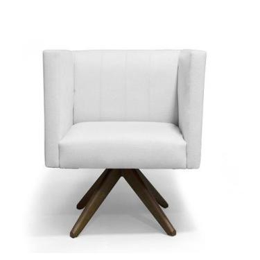 Imagem de Poltrona Decorativa Barcelona Base Giratória Suede Branco - Casa & Est