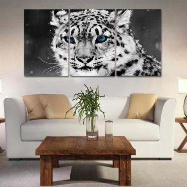 Imagem de Quadros mosaico tigre e leão med. 105x65 ps 2mm adesivo fosco borda in