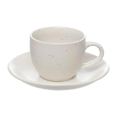 Imagem de Conjunto 6 Xícaras de Chá Com Pires Cerâmica Brim 160ml JGCH053 - Hauskraft