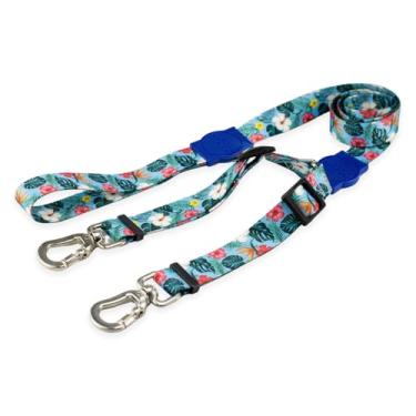 Imagem de Mood Pet Coleira Guia Dupla Para Cães Cachorro Adestramento Passeio Porte Grande Médio Pequeno (Sunny Blue, P)