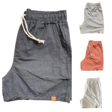 Imagem de Kit 4 Shorts Mauricinho Plus Size Fio Tinto Linho 3 Bolsos - C&C, Chum