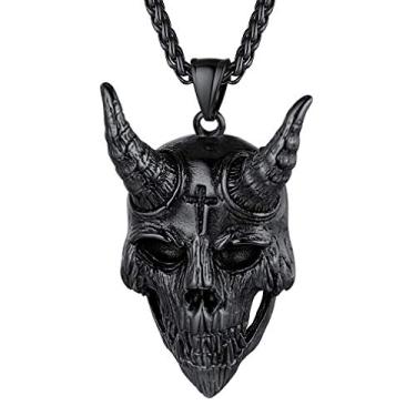 Imagem de FaithHeart Colar Leviatã com cruz de enxofre satânico, joia de aço inoxidável banhado a ouro, símbolo alquímico para pingente de enxofre, colares masculinos com caixa de presente, Aço inoxidável